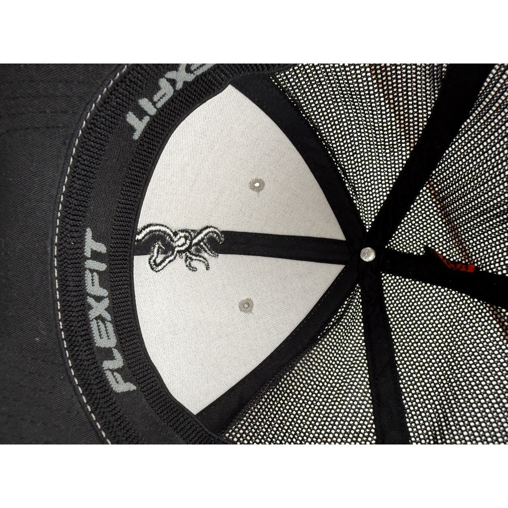 Browning Flexfit Trucker Hat Gray Black Mesh Back Buckmark Logo Stretch Fit Cap - Picture 13 of 13